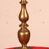 17th Century Bronze Candle Holder Mounted as a Lamp with Its Parchment Shade