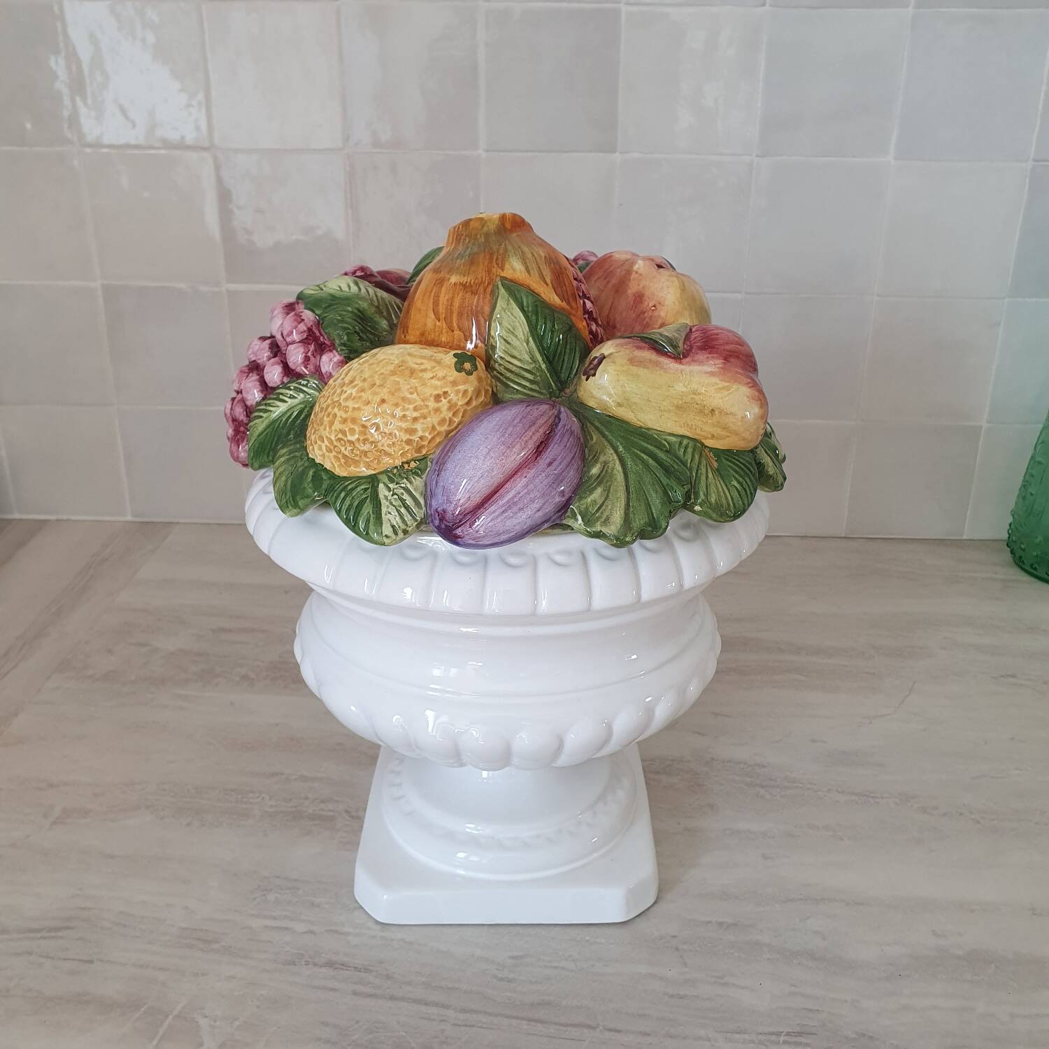 Medici vase and slipware fruit composition