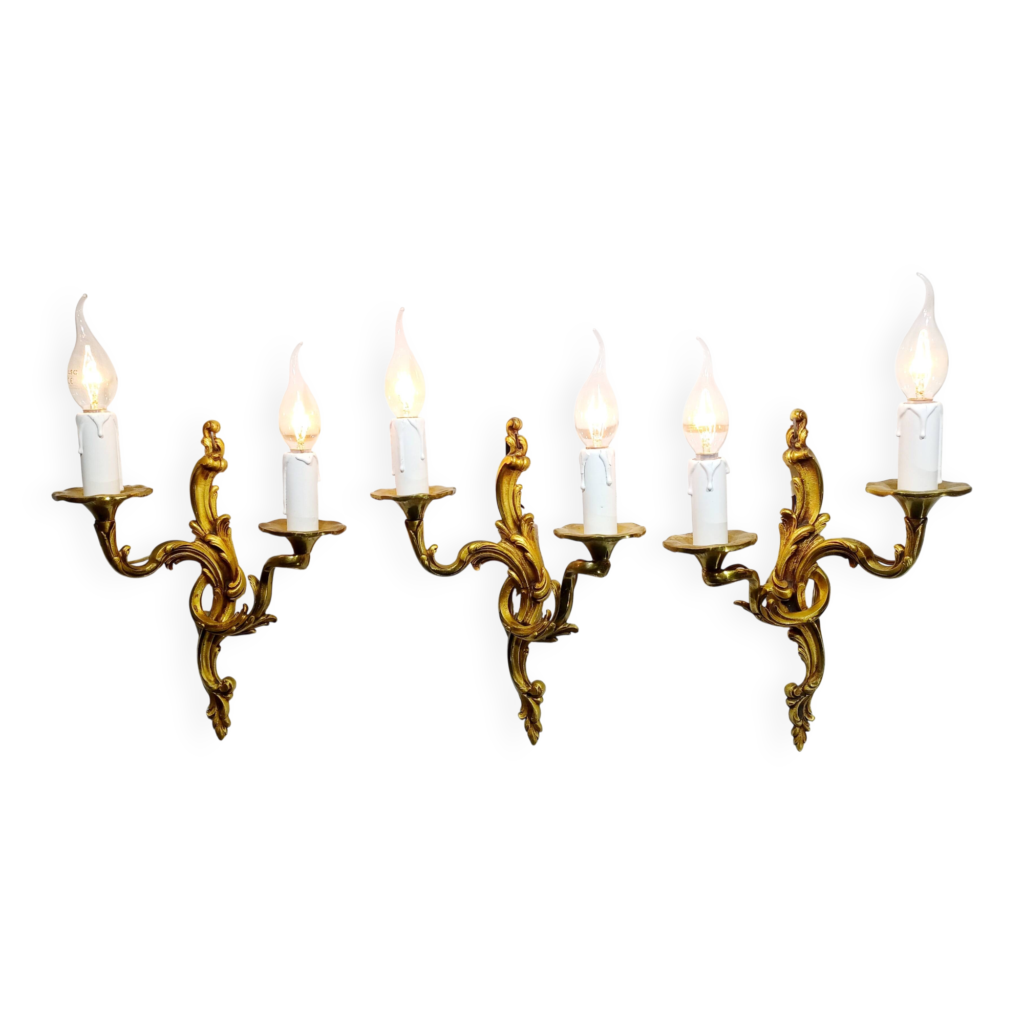 Bronze wall light triplet