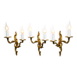 Bronze wall light triplet