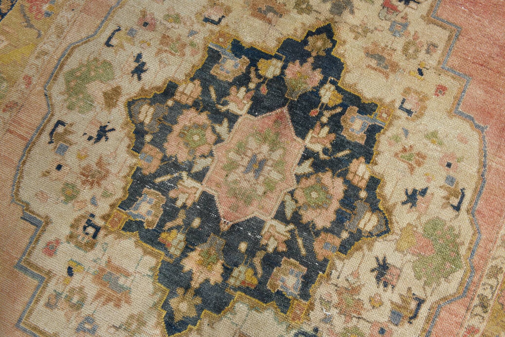5x9 Peach Red Dark Blue Persian Area Rug, 153x290Cm SK 18900