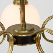 Mid-Century Modern Italian Brass and Opaline Chandelier, 1960