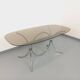 Vintage rectangular rounded dining table in smoked glass and chrome metal