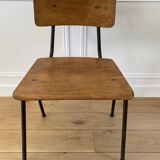 Industrial chair, vintage school chair, wood and metal