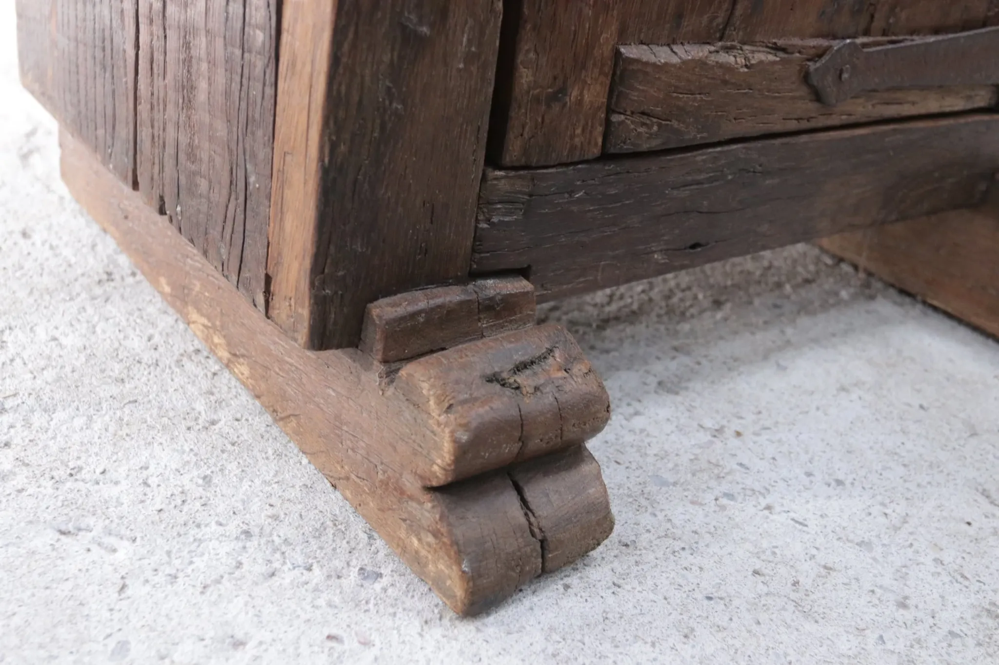 18th-century German primitive cabinet on sledge feet with forged hardware