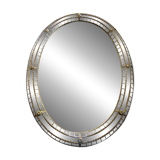 Vintage mirror in solid wood with brass and parcloses.