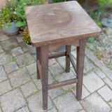 High stool in solid oak, brutalist style, circa 1950/60