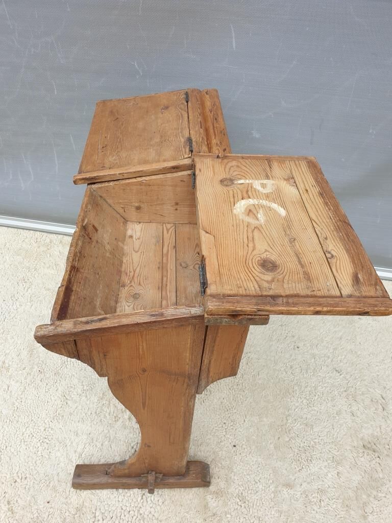 Double school wood desk from 1880 for decoration