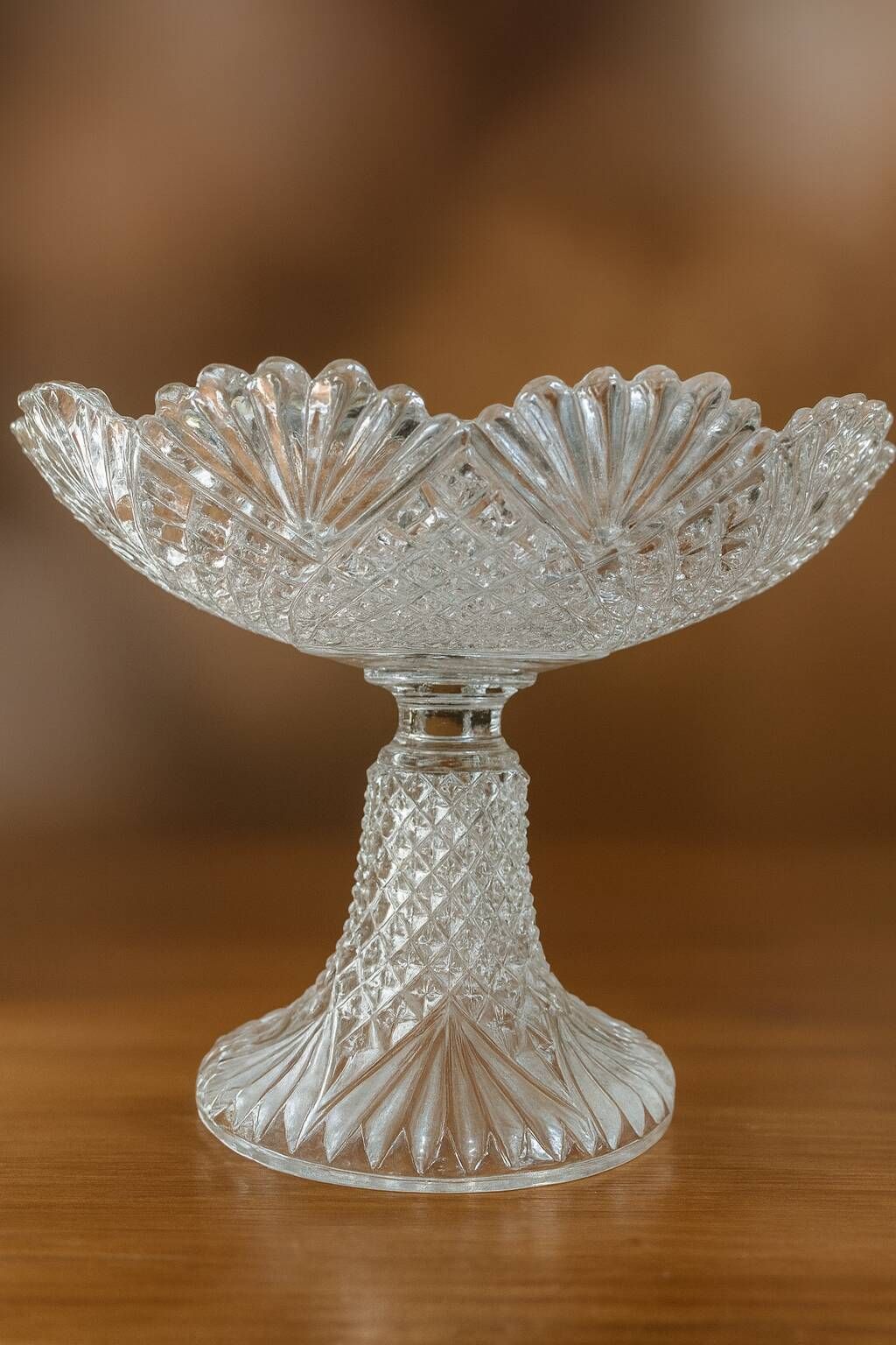 Set of two Val Saint Lambert pieces: a footed bowl and a crystal candy dish