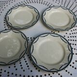 Set of 4 Salins earthenware plates, Vincennes model - Diam. 21.5cm
