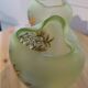 Pair of Legras vases in peacock glass