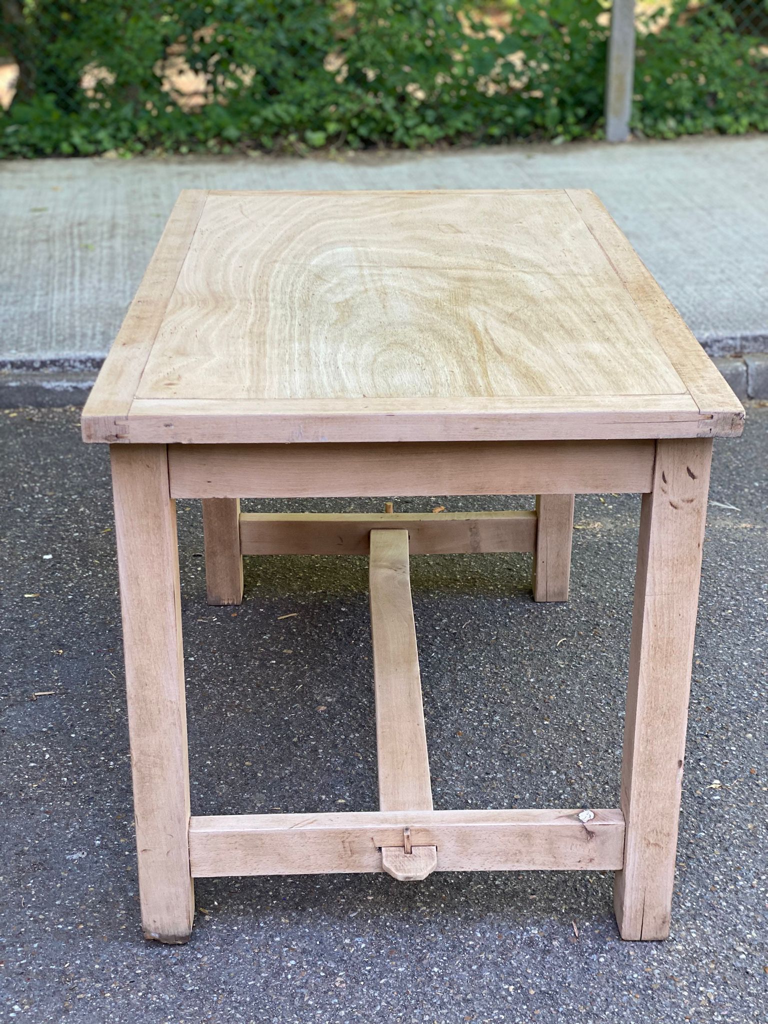 Renovated farmhouse table desk in oak, 110cm from the 1920s.