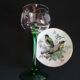 8 Alsace wine glasses with engraved green grape cluster decoration