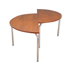 Table demi-ronde en teck, design danois, années 1970, fabricant: bent krogh