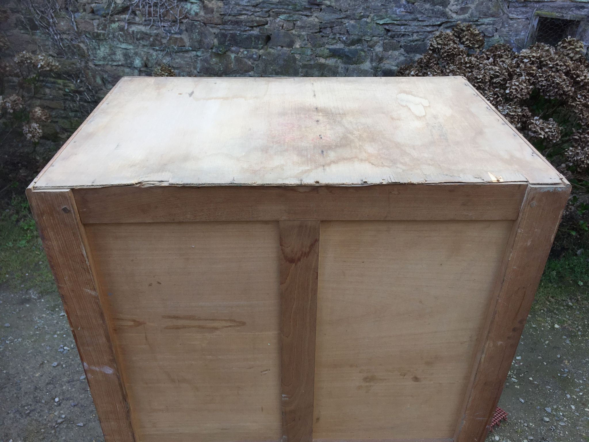 Vintage wardrobe with compass feet in beech