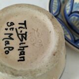 Trio of Ti-Bihan St Malo cups and saucers by Yvon Roy