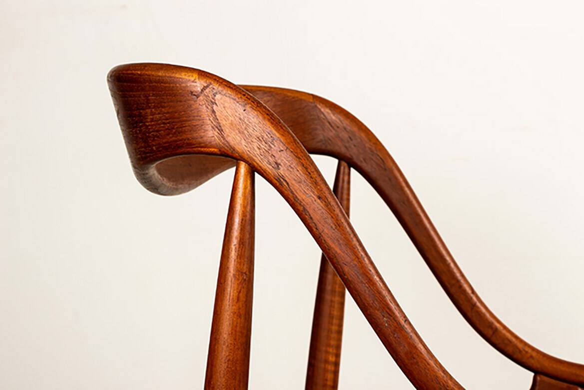 Set of 6 Danish chairs in teak and skai, model 16, Johannes Andersen.