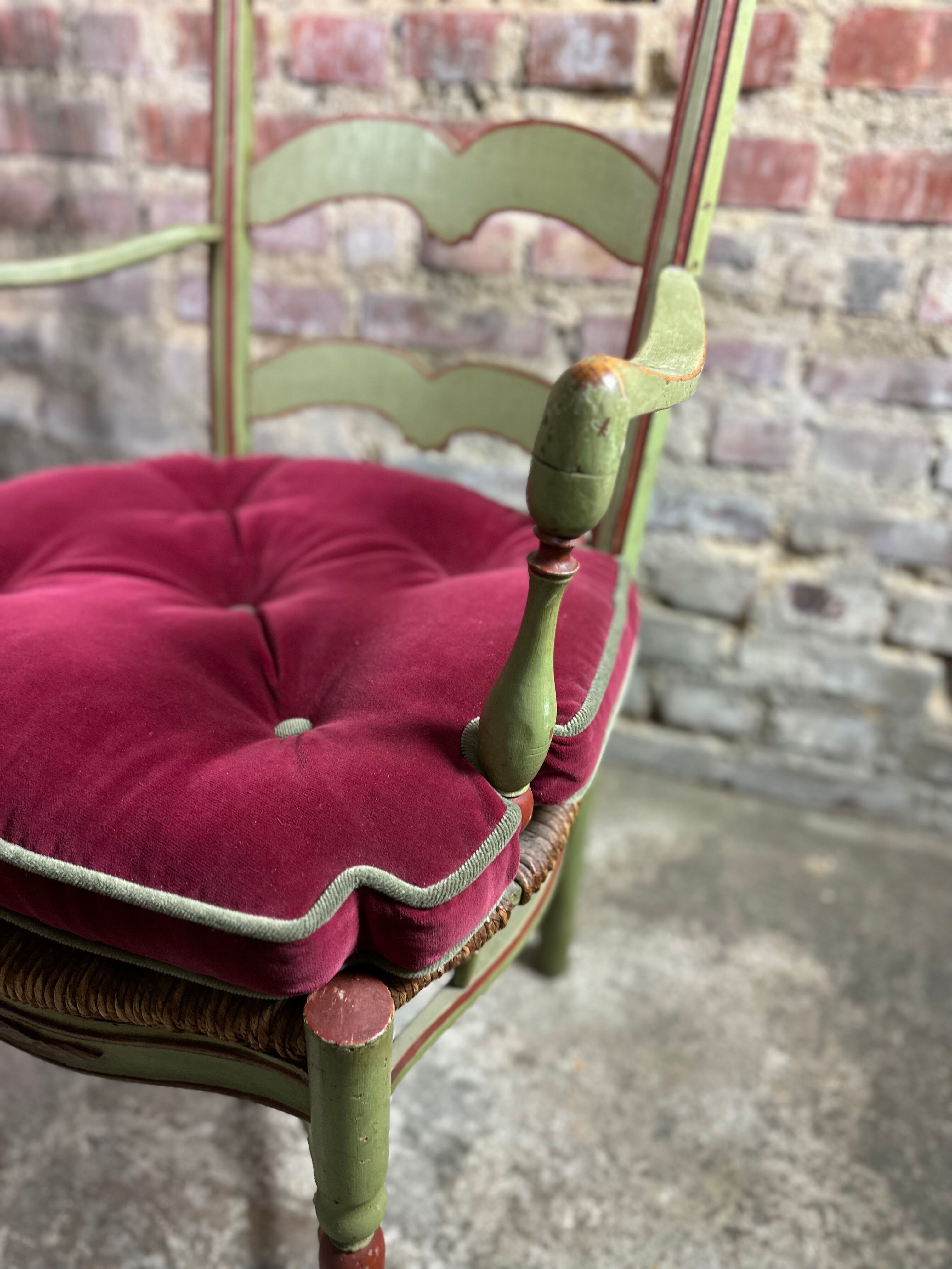 Pair of provençal straw armchairs late nineteenth