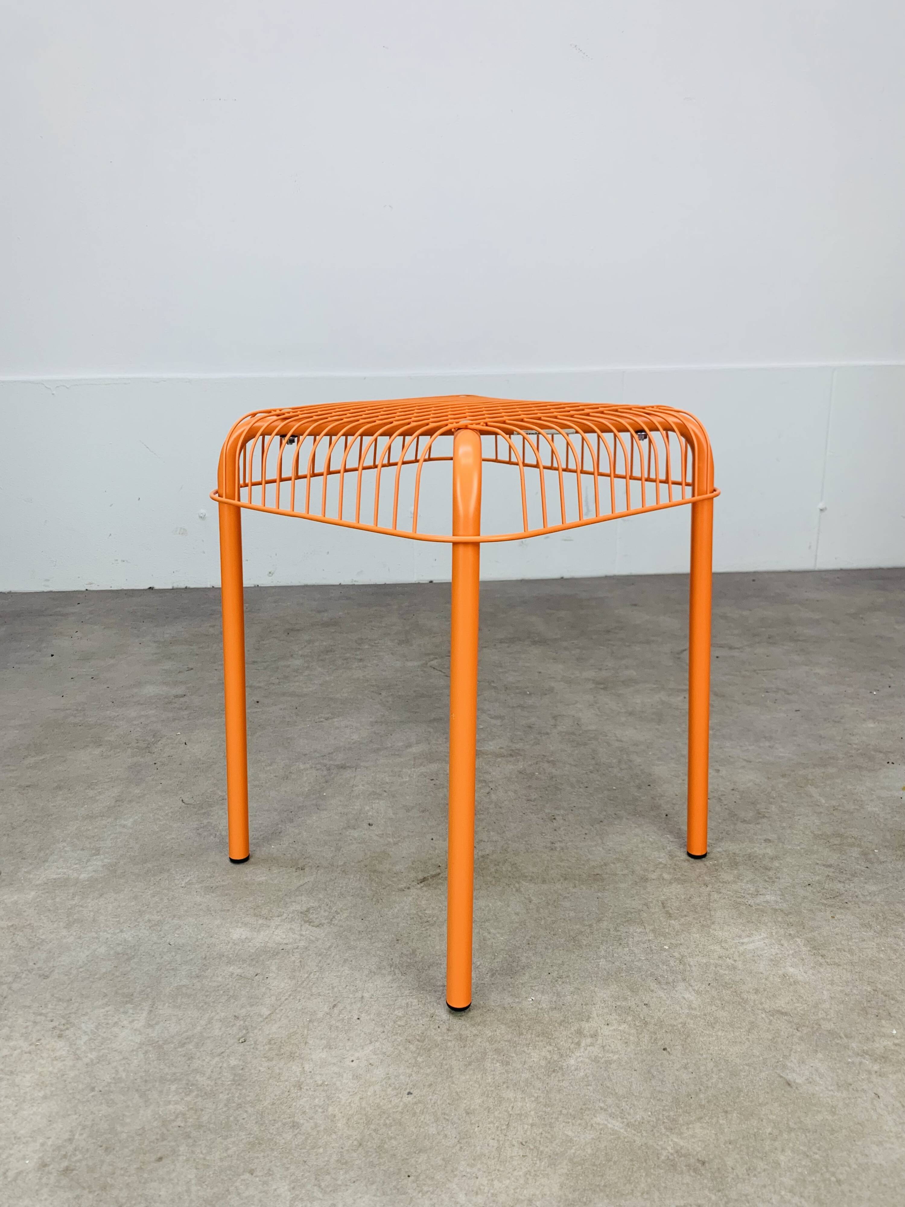 Vintage Ikea Vasteron stool, orange steel wire, 1990s