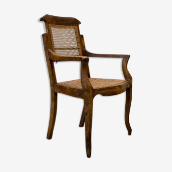 Chaise de barbier en rotin de bois