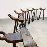 Vintage rare brutalist set of 7 Spanish barstools