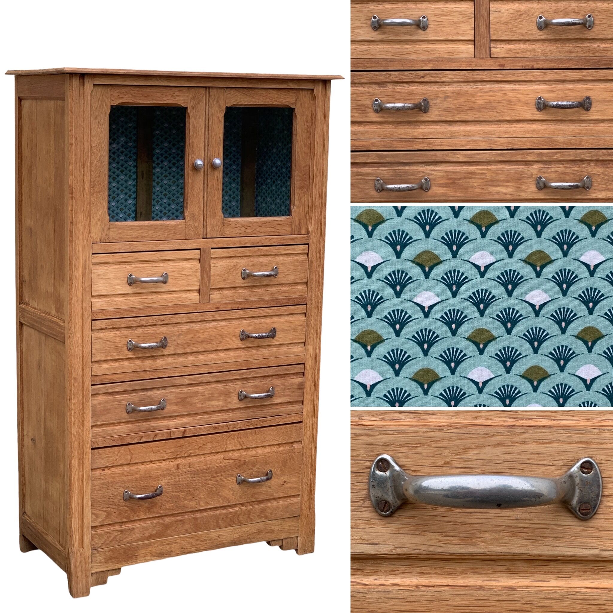 Buffet parisien vitré 1920 bois brut massif