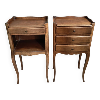 Pair of stylish oak bedside tables