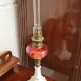 Old kerosene lamp foot albatre body crystal pink
