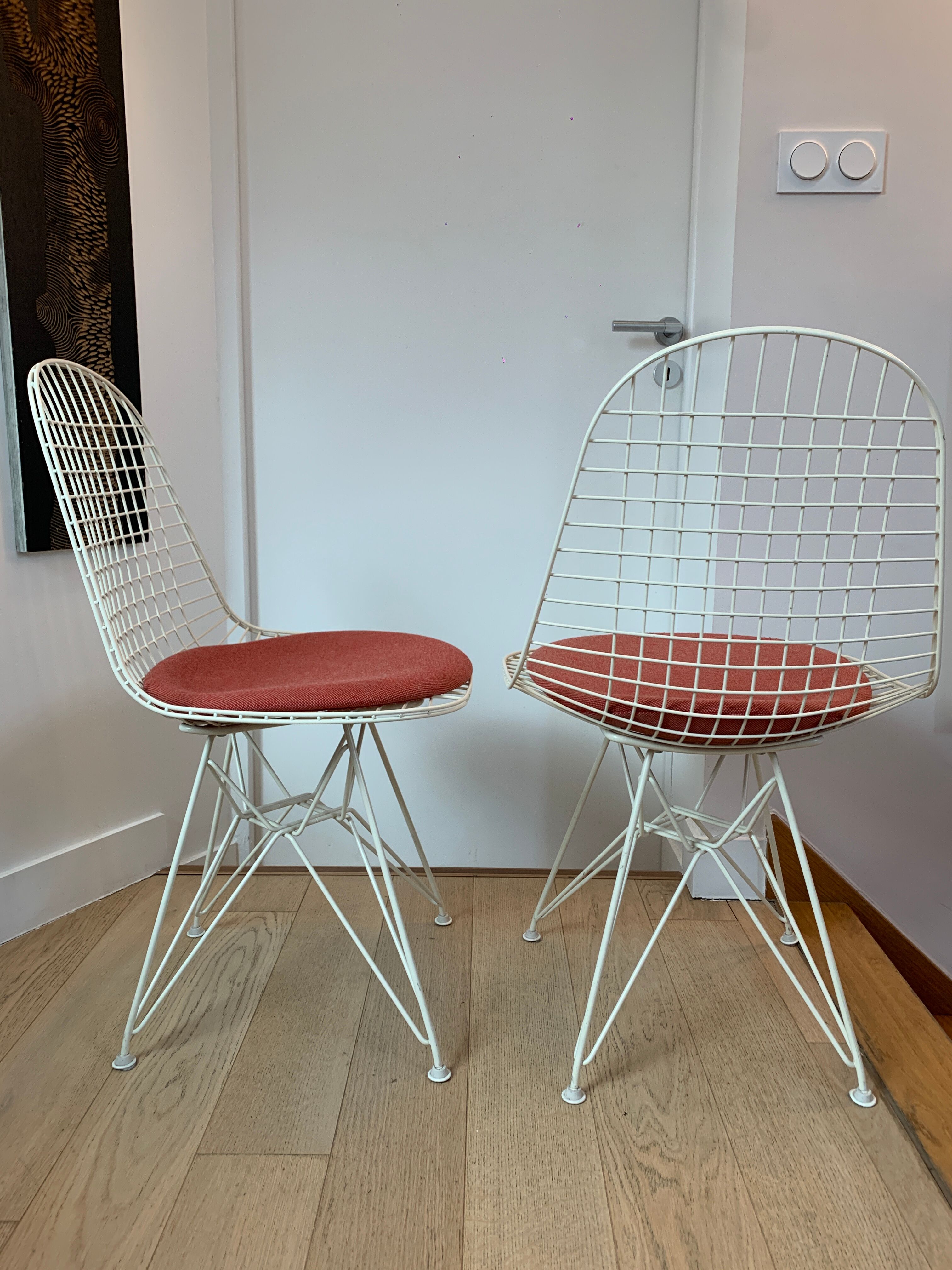 Pair of Wire chairs by Ray & Charles Eames, Vitra edition