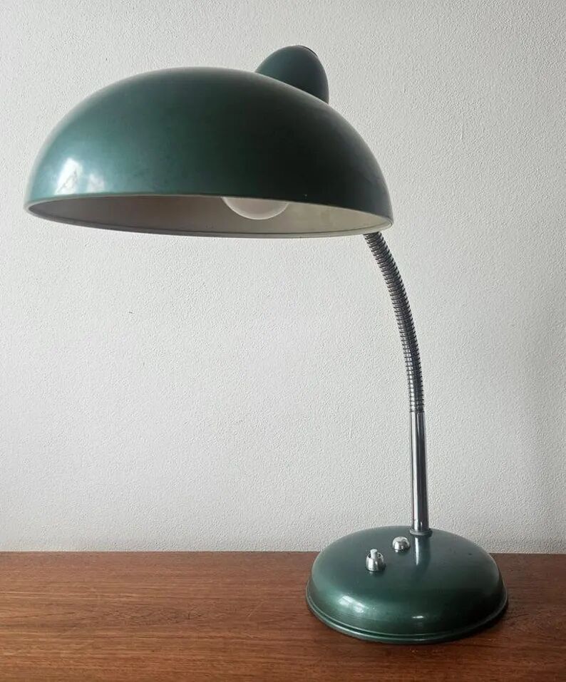 Very Rare Midcentury Industrial Table or Desk Lamp Helo Leuchten, Germany, 1950s