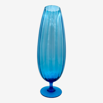 Vase en verre texturé coloris ambre des années 60-70, Italie, Empoli