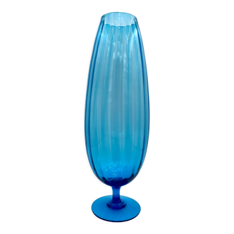 Vase en verre texturé coloris ambre des années 60-70, Italie, Empoli