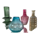 Série de 4 vases vintage en verre coloré