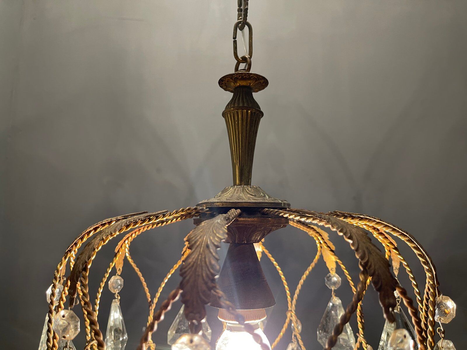 Vintage drop pendant in crystal, 1950s