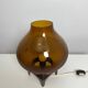 Mid-Century Modern 1960s-70s Table Lamp, Amber Glass Shade and Metal Base