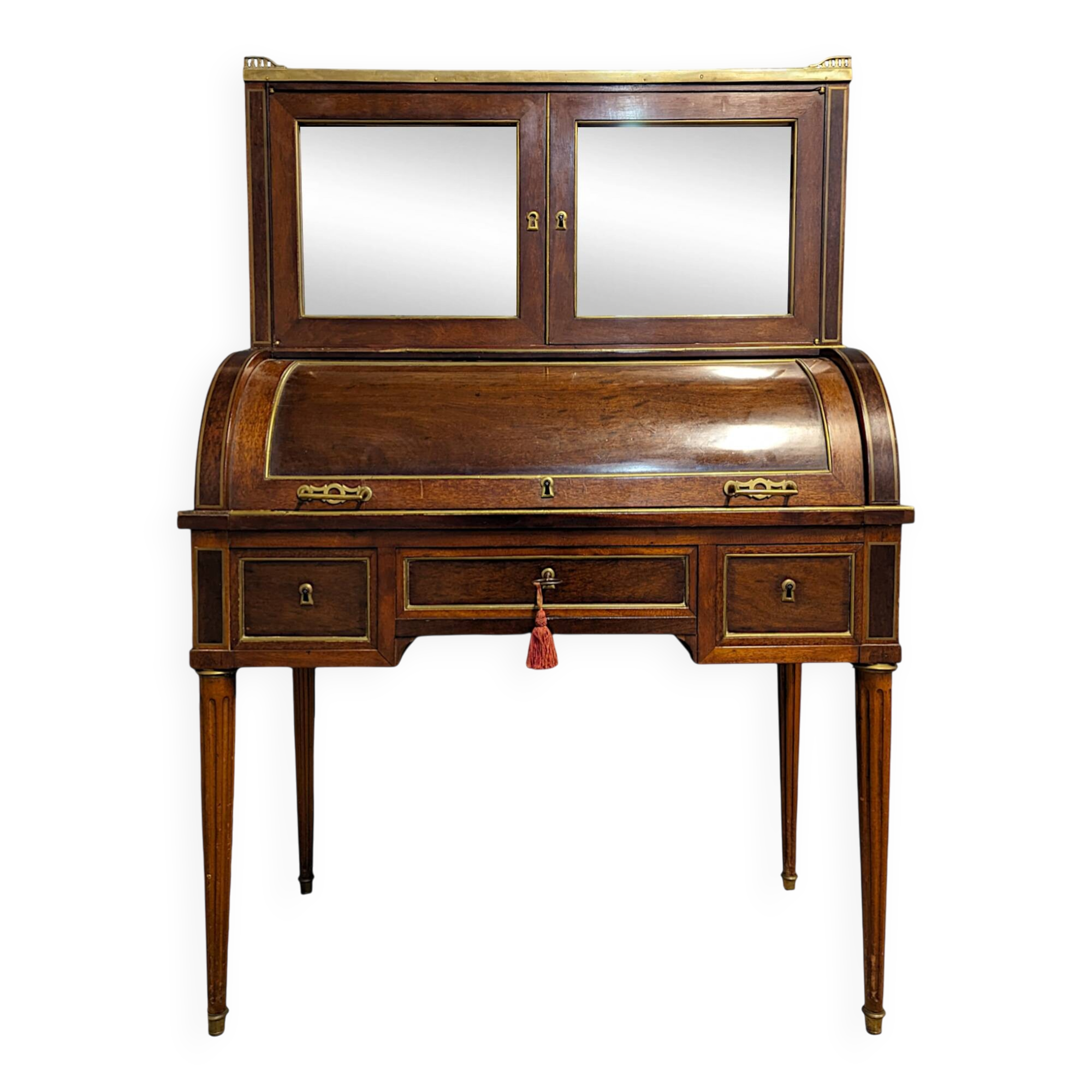 Bureau de dame à cylindre en acajou, époque Louis XVI