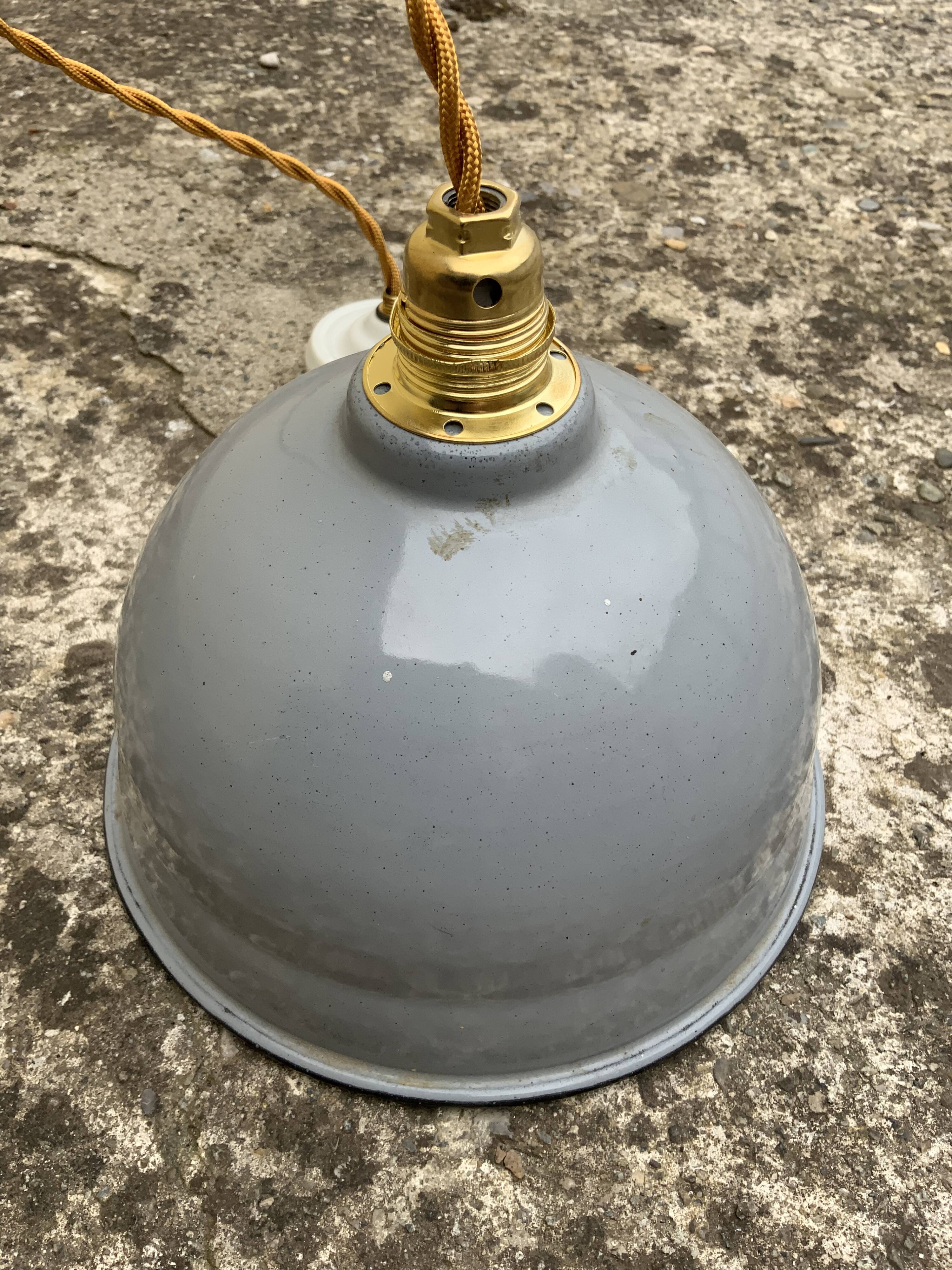 Domed dome suspension in gray and white enamelled sheet metal 18th new electrification