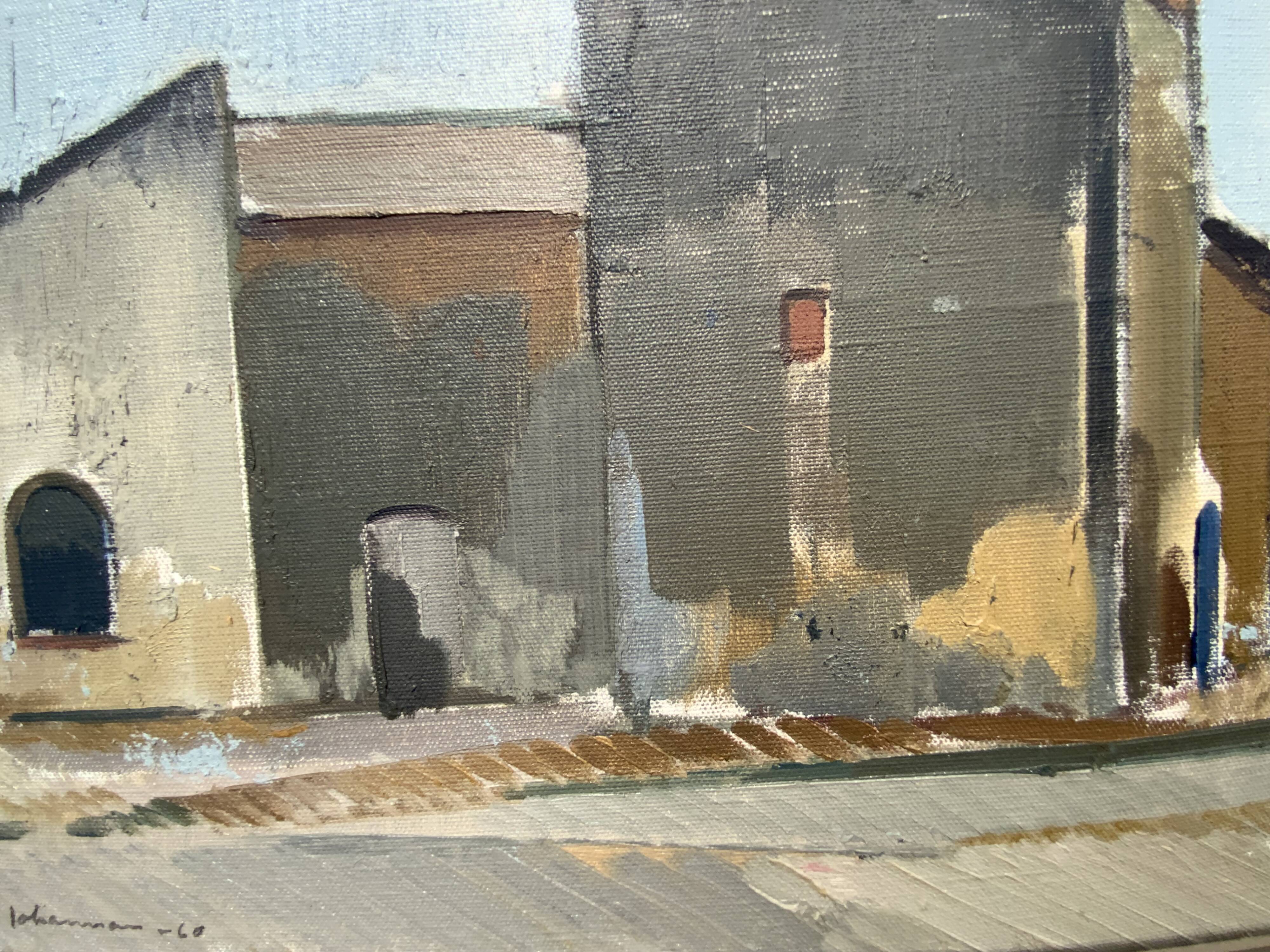 Huile sur toile vintage signée moderniste Gustav Adolf Johansson années 1960