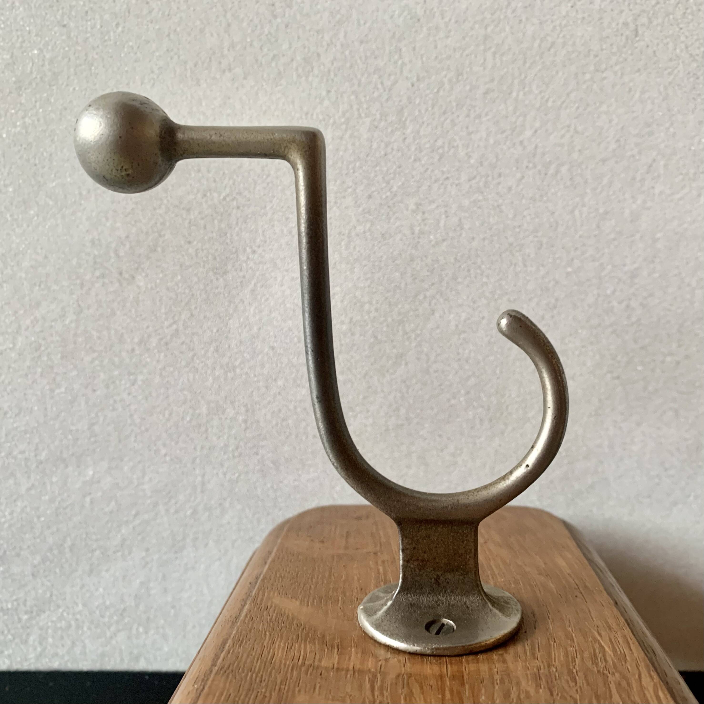 Vintage wooden wall coat rack - 4 steel hooks