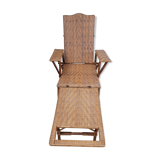 Chaise longue transat en rotin et cannage 1900