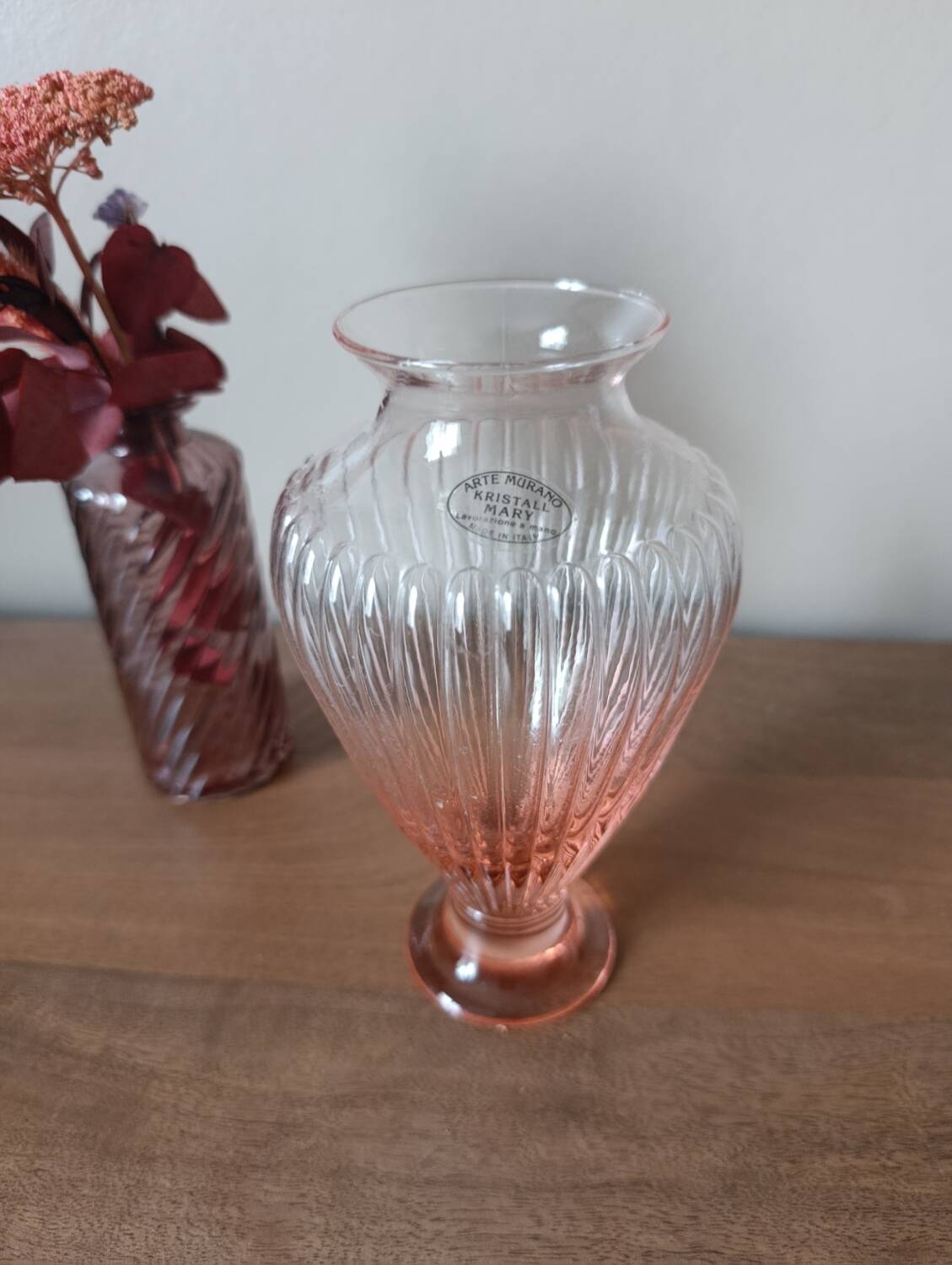 Murano pink gadrooned vase | Kristall Mary workshop - Italy |