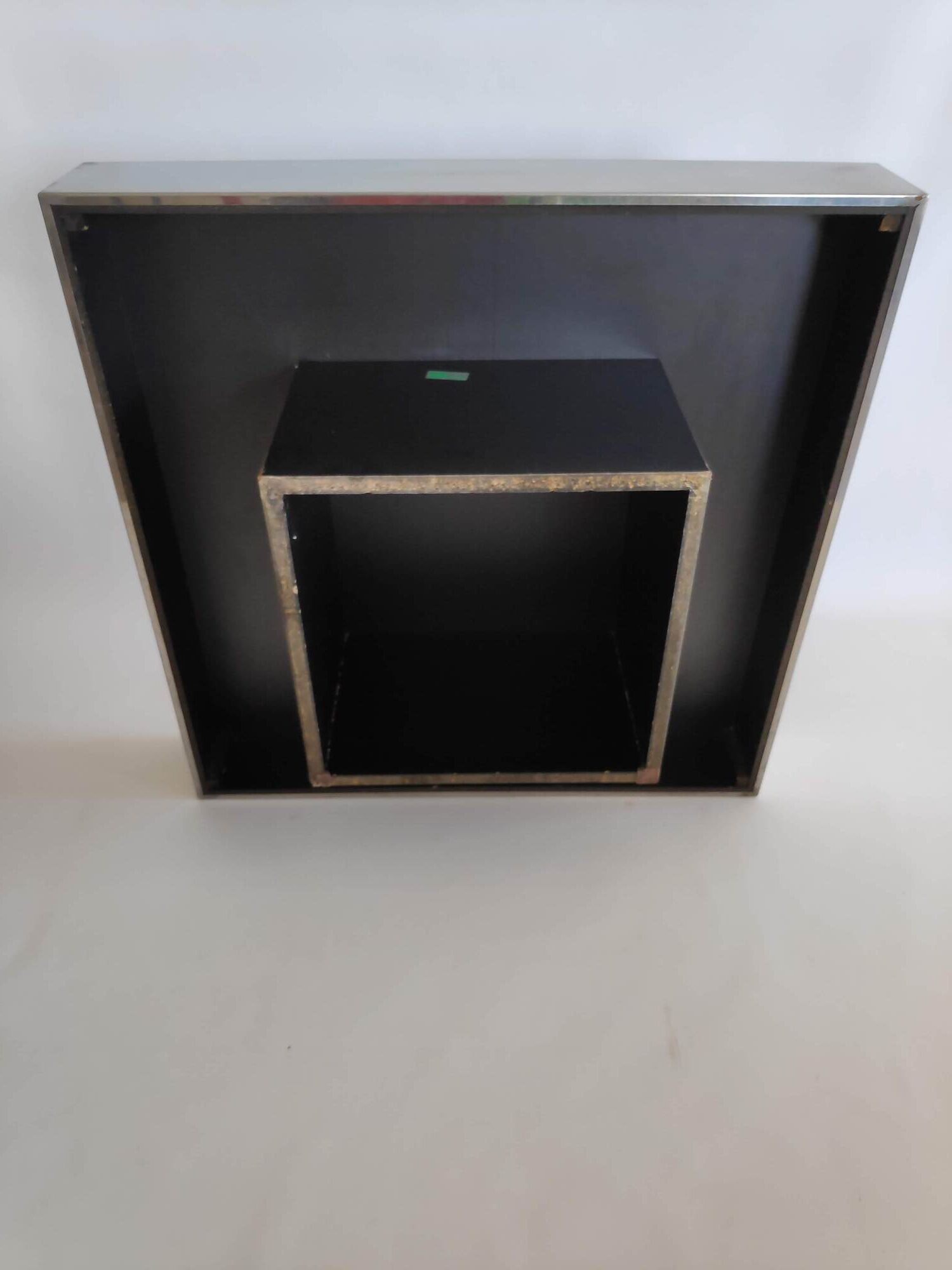 Vintage coffee table in metal and smoked mirror