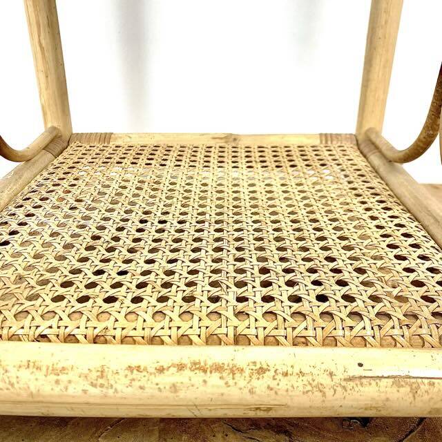 Rattan and glass side table