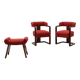 Ensemble of Two Art Deco Chairs with Matching Stool, Belgium ca. 1920