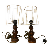 Paire de lampes à poser en bois