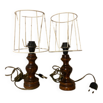 Pair of wooden table lamps