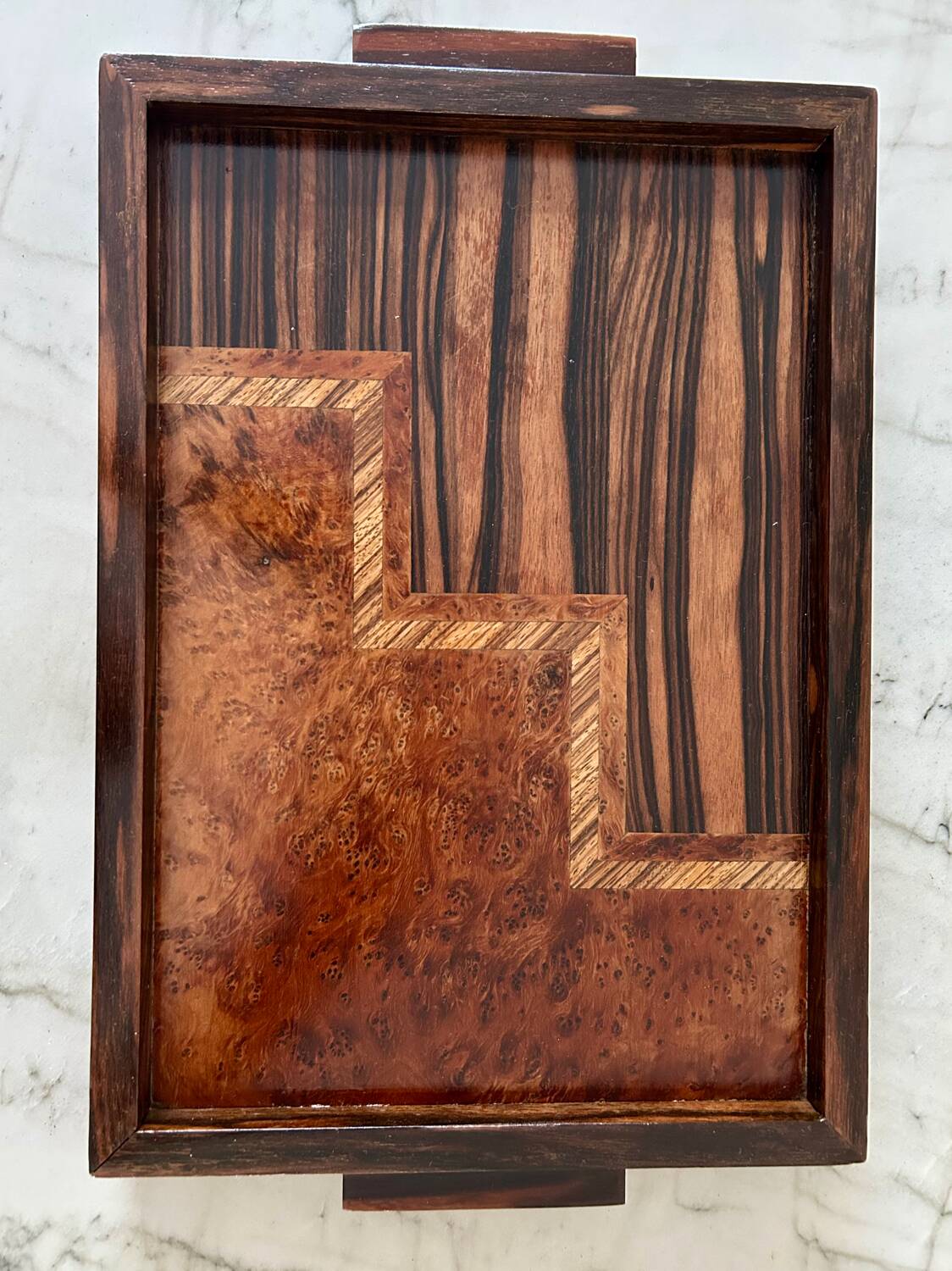 1930 Art Deco marquetry tray, very good condition