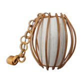 Suspension scandinave en rotin années 60 70