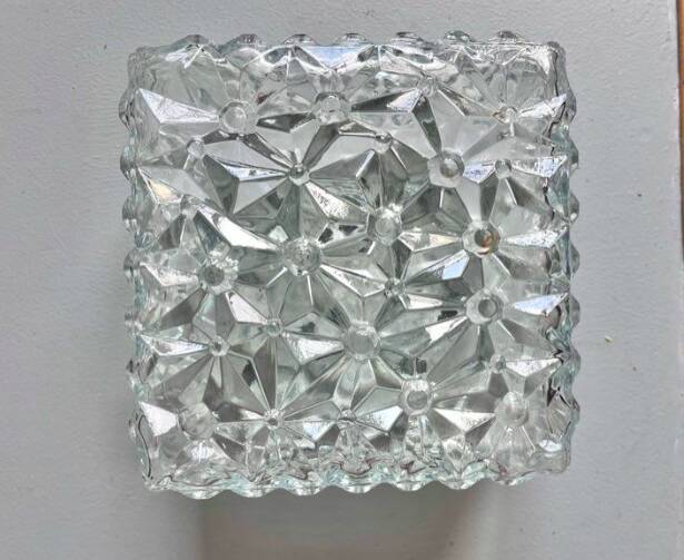 Small ceiling light or square vintage moulded glass wall light.