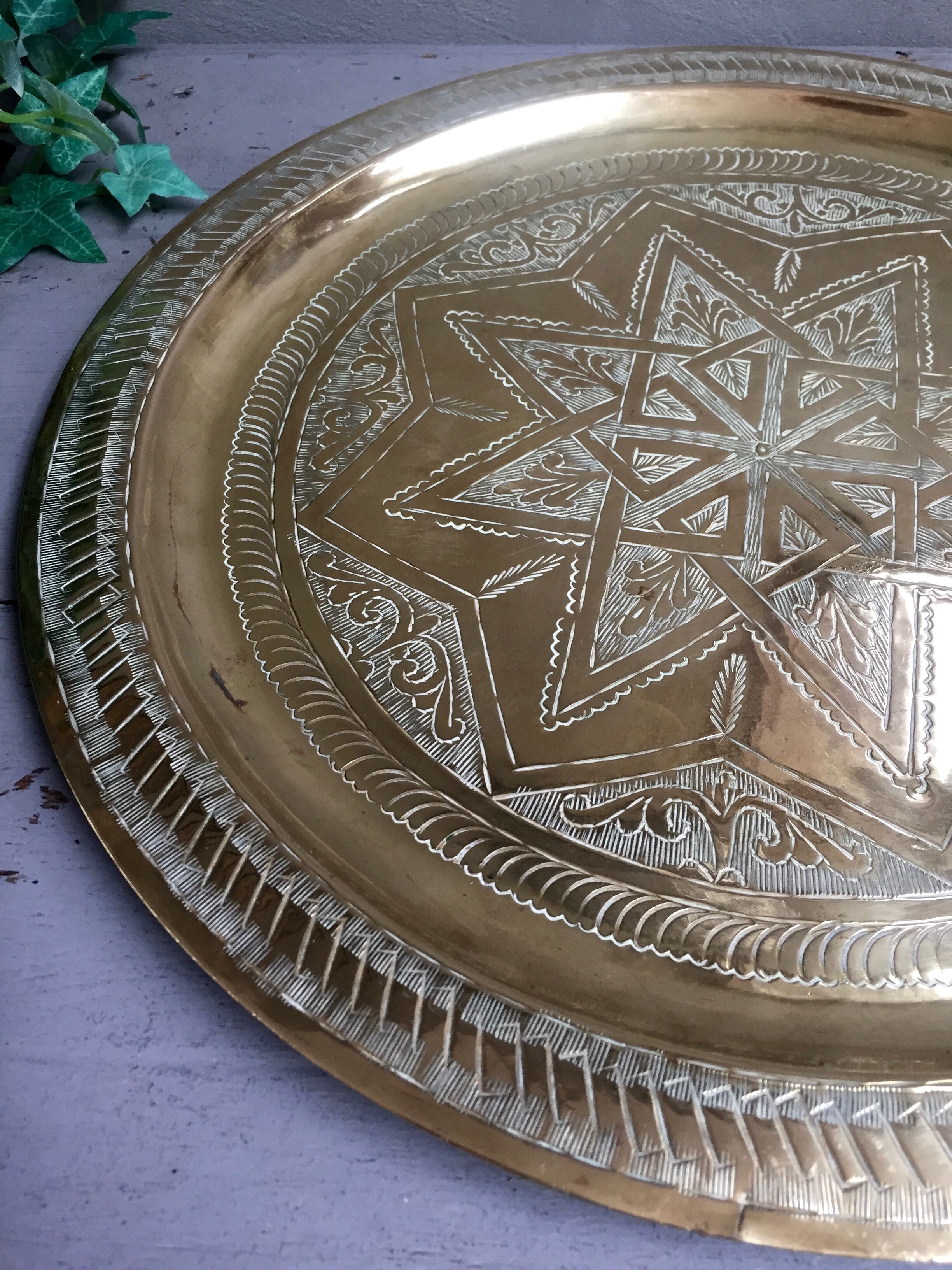 Oriental brass tray